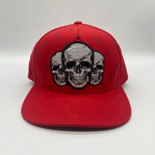 ヴィンテージ(VINTAGE)のSKULL　スカル　刺繍ワッペンロゴ　トラッカーキャップ　スナップバック　ドクロ(キャップ)