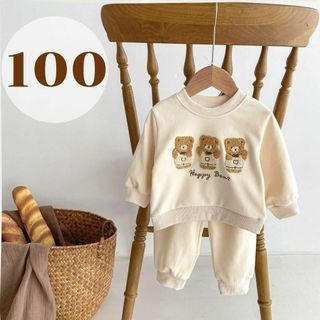 大人気　くまトレーナー　100 かわいい　ジャージ　キッズ　クマ　セットアップ(ブラウス)