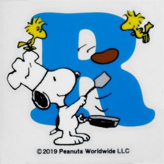 スヌーピー(SNOOPY)のスヌーピー PEANUTS イニシャルステッカー スヌーピー R ステッカー カー用品 ブルー(車外アクセサリ)