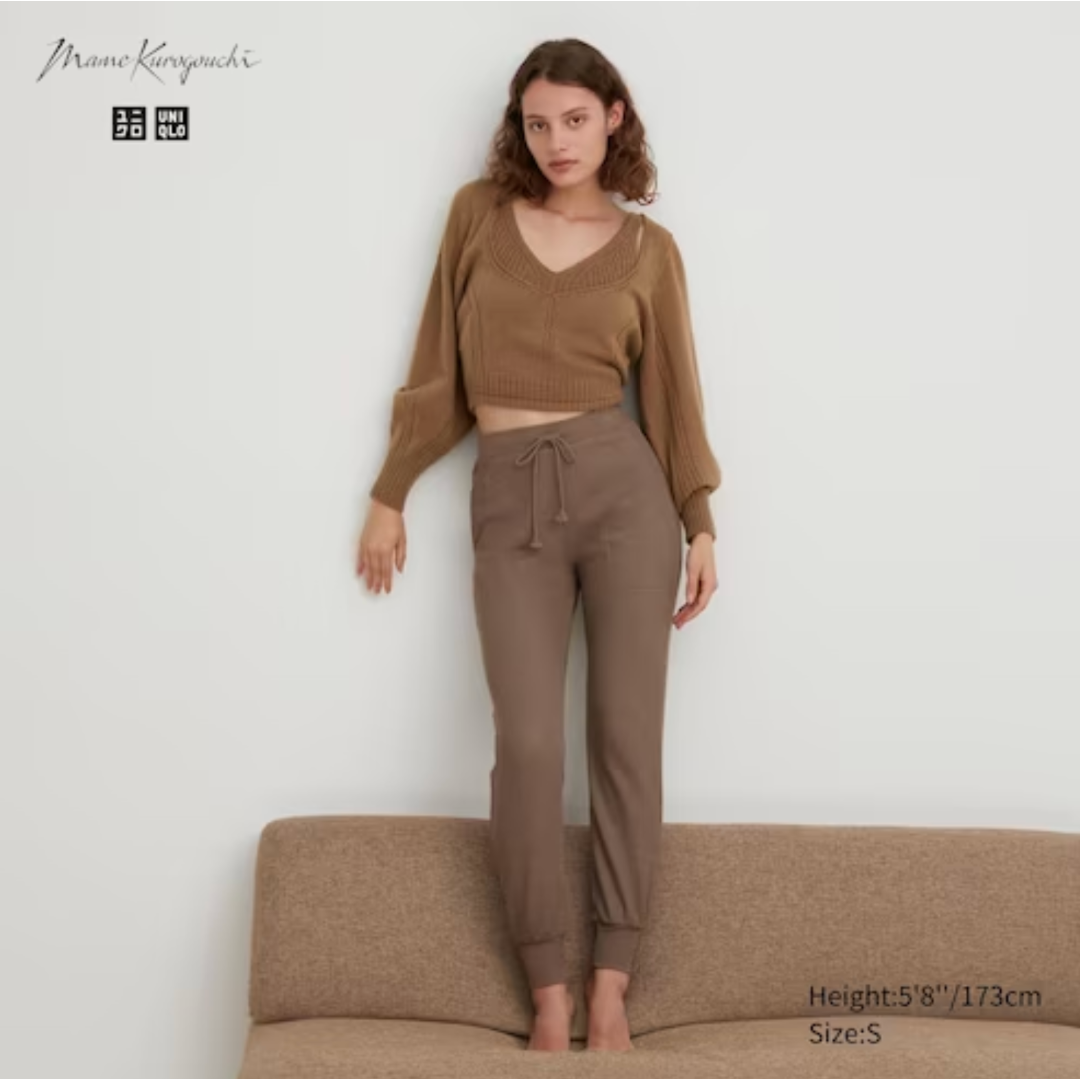 UNIQLO(ユニクロ)のヒートテックウールブレンド ワッフルパンツ　M 茶色　ユニクロ　マメ クロゴウチ レディースのルームウェア/パジャマ(ルームウェア)の商品写真