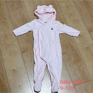 ベビーギャップ(babyGAP)の美品babyGAPくま足つきロンパース　ピンク　9-12m(カバーオール)