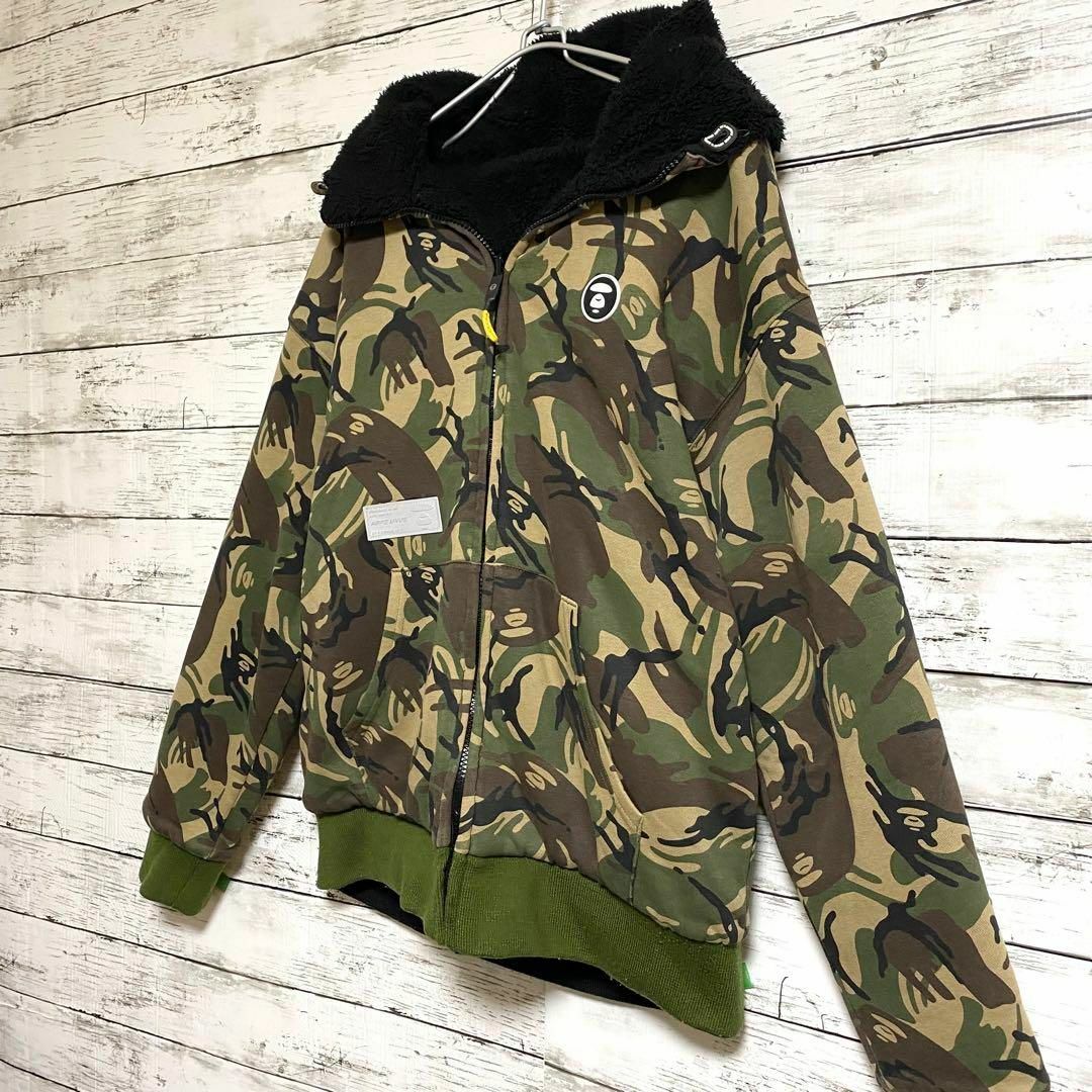 A BATHING APE(アベイシングエイプ)の超希少　エーエイプ カモフラ　ボア フリース リバーシブル Mサイズ メンズのジャケット/アウター(ブルゾン)の商品写真