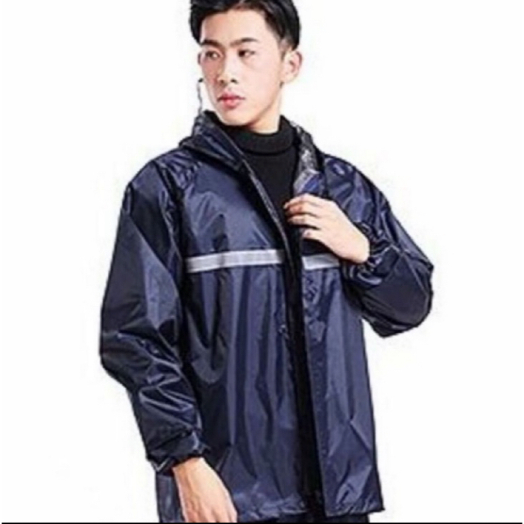 大きめレインコート レインジャケット 防水 雨ガッパ  ブラック黒 撥水厚手  メンズのファッション小物(レインコート)の商品写真
