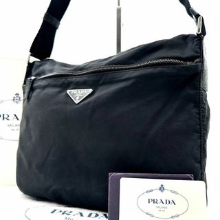 プラダ(PRADA)の《ギャランティ付》PRADA 三角ロゴ レザー ナイロン ショルダーバッグ A4(ショルダーバッグ)