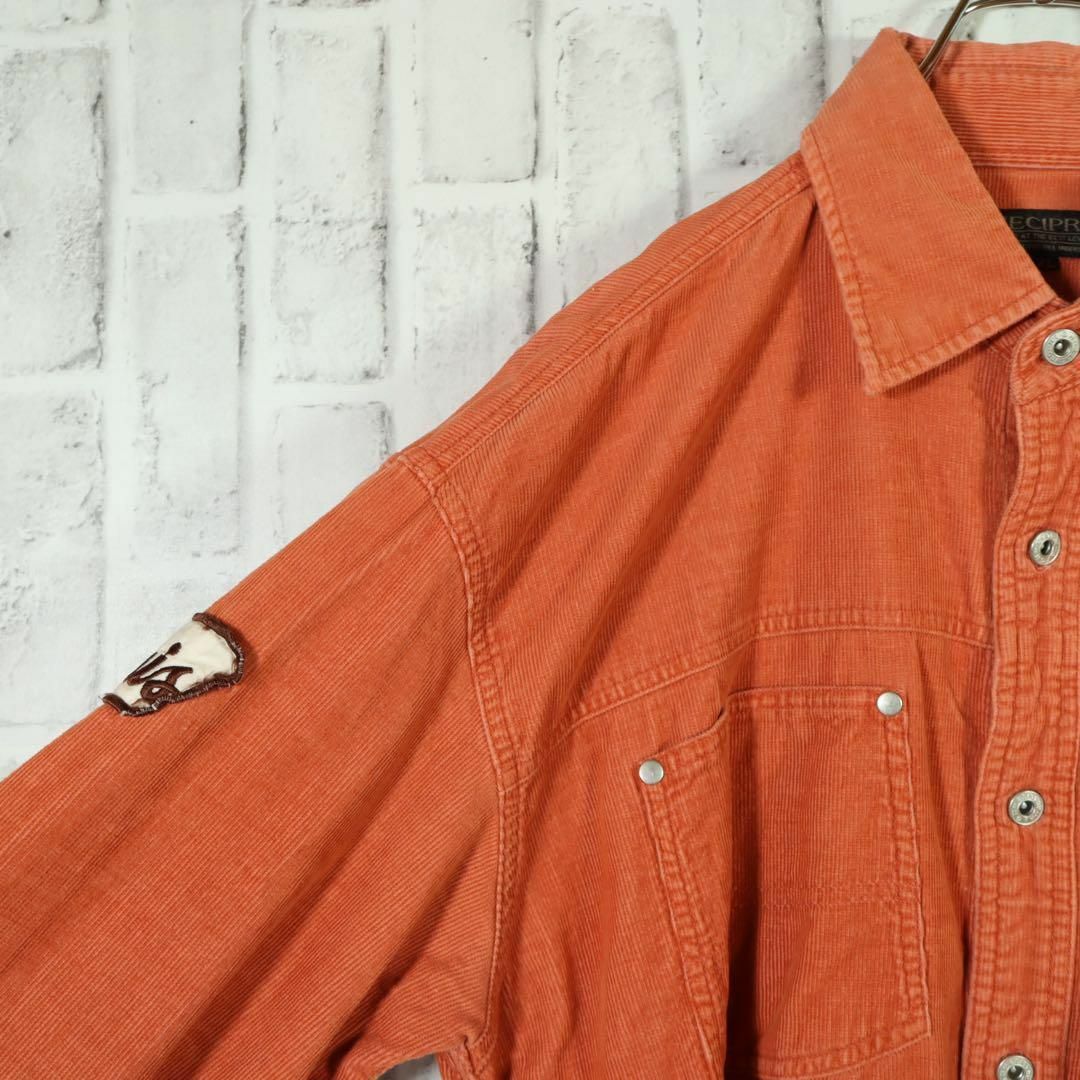 【レトロ古着】コーデュロイ ワークジャケット 刺しゅう ワッペンロゴ 2L メンズのトップス(シャツ)の商品写真