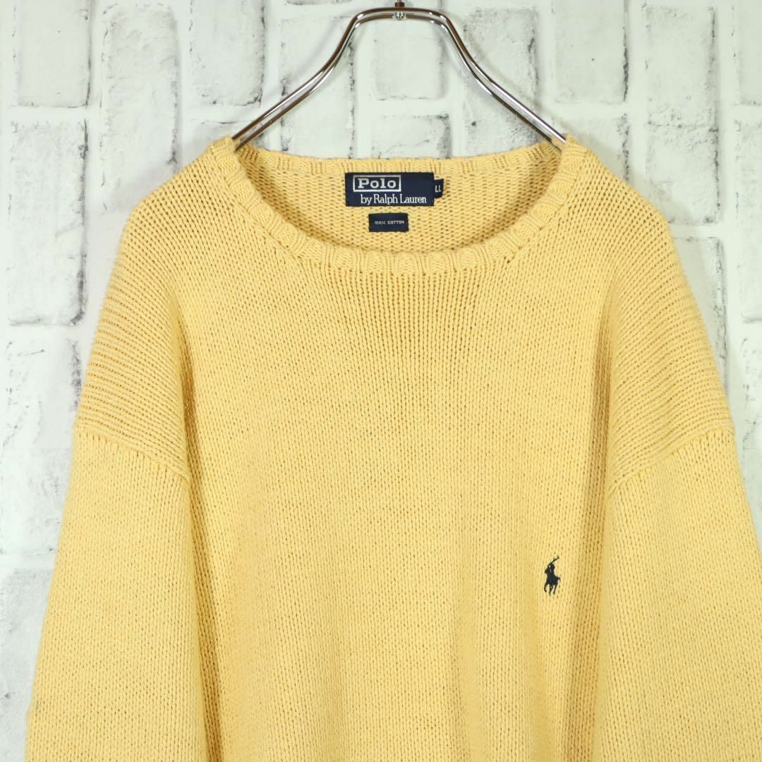 POLO RALPH LAUREN(ポロラルフローレン)の【レトロ古着◎希少】90s ナイガイ社製 ポロバイラルフローレン 綿ニット LL メンズのトップス(ニット/セーター)の商品写真