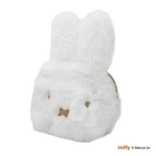 ミッフィー(miffy)のミッフィー ファーフェイスダイカットポーチ ホワイト/ミルクティー 小物入れ(ボディバッグ/ウエストポーチ)