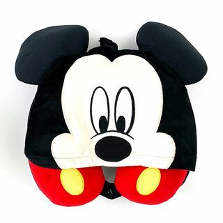 ディズニー(Disney)のディズニー ミッキー ディズニー フード付き低反発枕 ミッキーマウス ブラック ネックピロー(旅行用品)