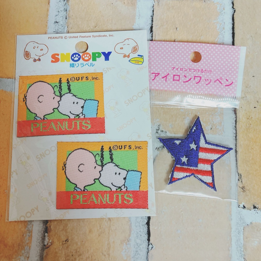 スヌーピー　ワッペン　セット　織りラベル　SNOOPY チャーリーブラウン エンタメ/ホビーのおもちゃ/ぬいぐるみ(キャラクターグッズ)の商品写真