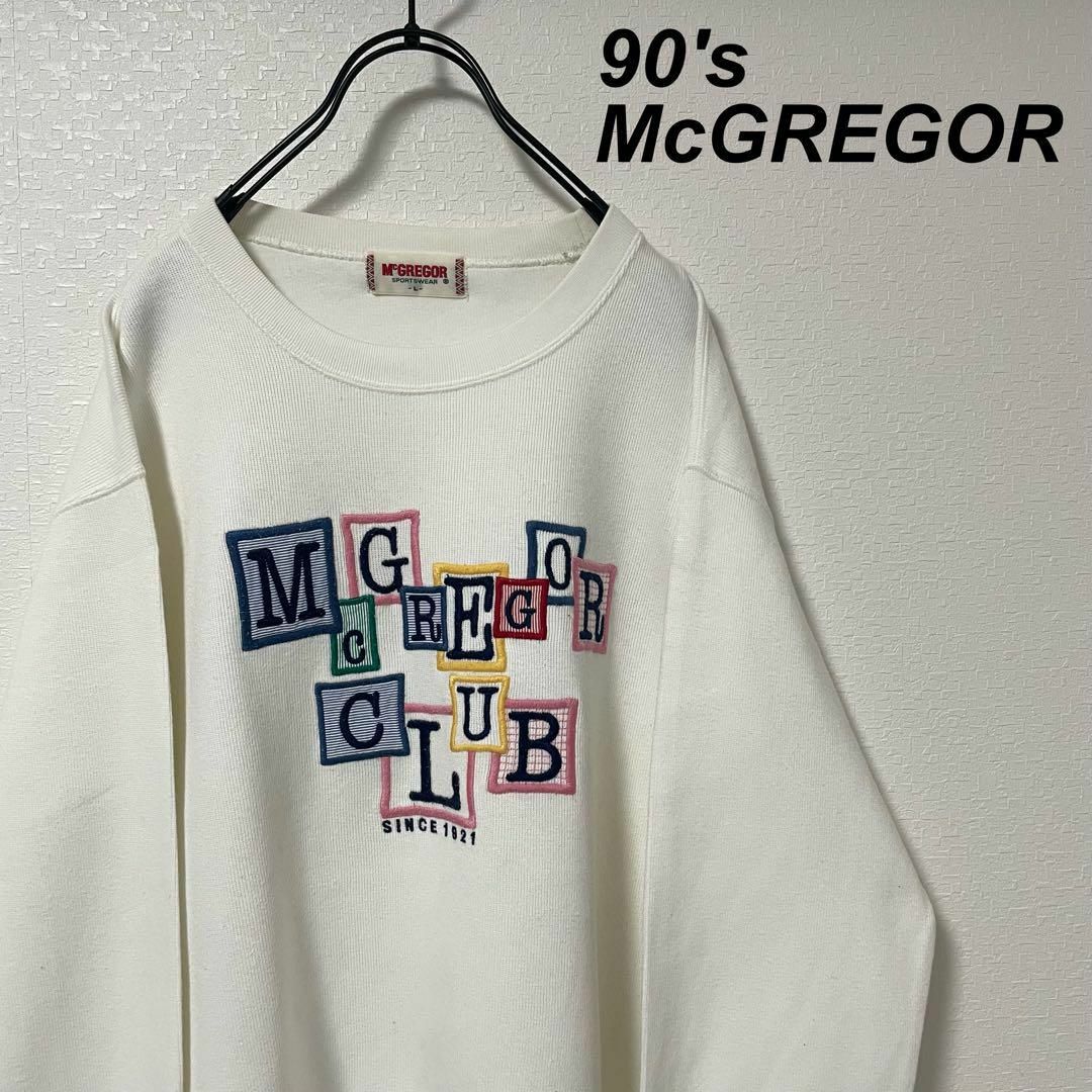 McGREGOR(マックレガー)の90's マックレガー/McGREGOR スウェット 白 カラフル刺繍 メンズのトップス(スウェット)の商品写真