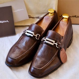 サントーニ(Santoni)の美品SANTONIサントーニ シャビーシックフルアンラインドビットローファー 5(ドレス/ビジネス)