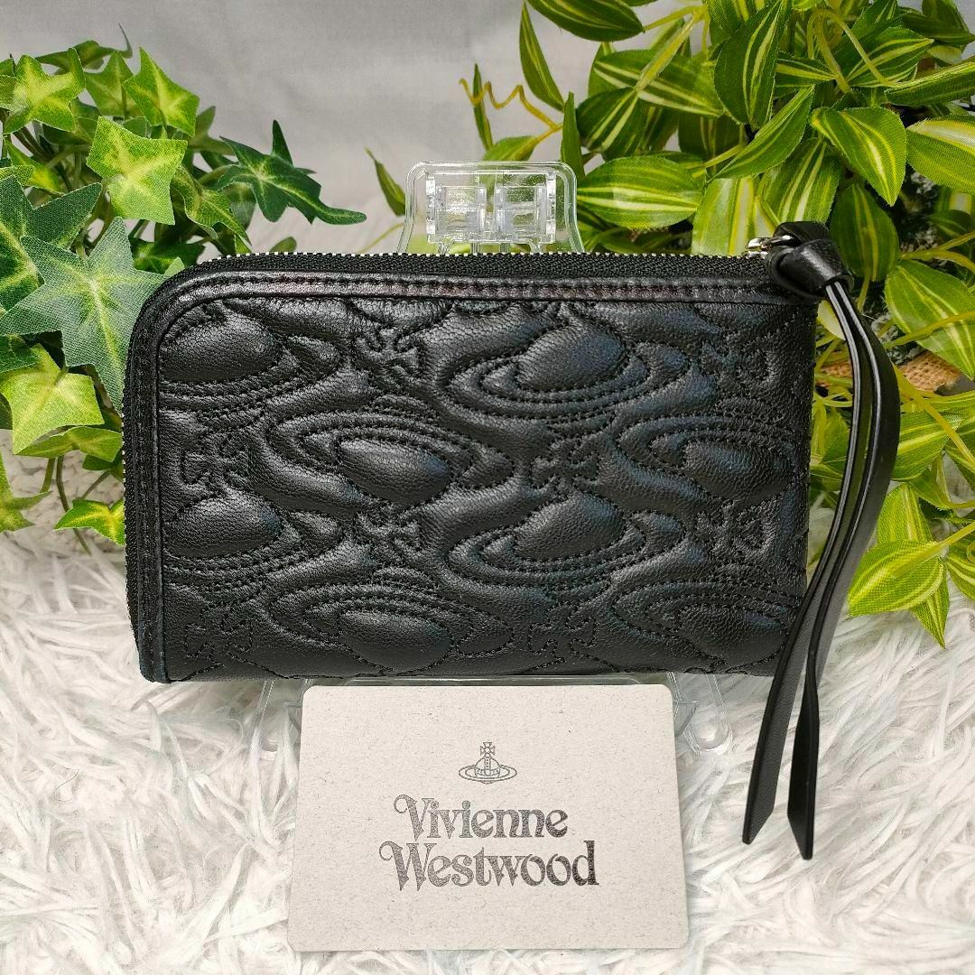 Vivienne Westwood(ヴィヴィアンウエストウッド)のヴィヴィアンウエストウッド 長財布 オーブ 総柄 レザー ブラック 黒 ラウンド レディースのファッション小物(財布)の商品写真