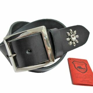 栃木レザー　スワロフスキースタッズベルト　黒　４０ｍｍ幅　日本製　一枚革(ベルト)
