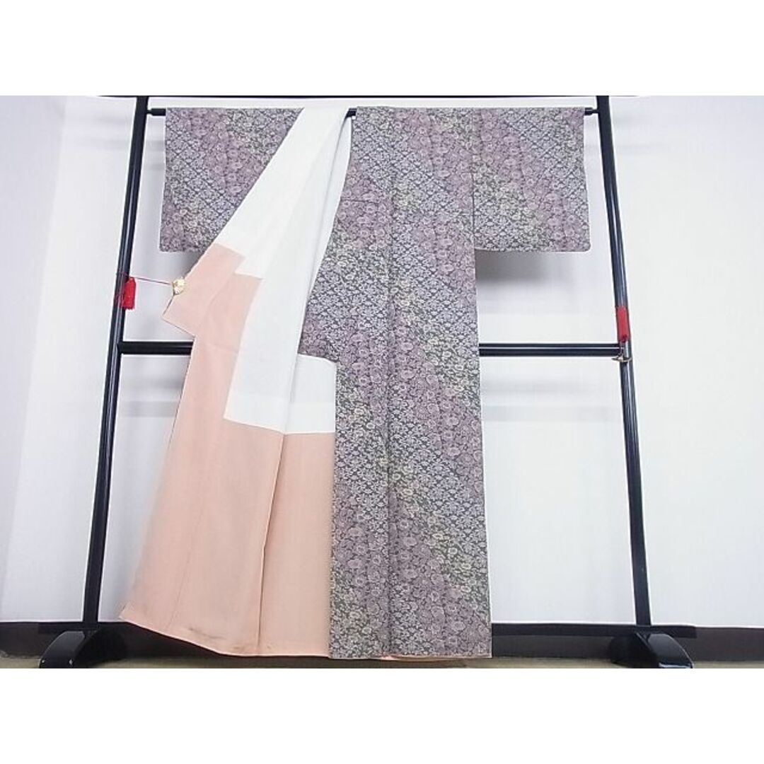 平和屋川間店■上質な小紋　草花文　着丈158cm　裄丈65cm　正絹　逸品　B-ag2563 レディースの水着/浴衣(着物)の商品写真