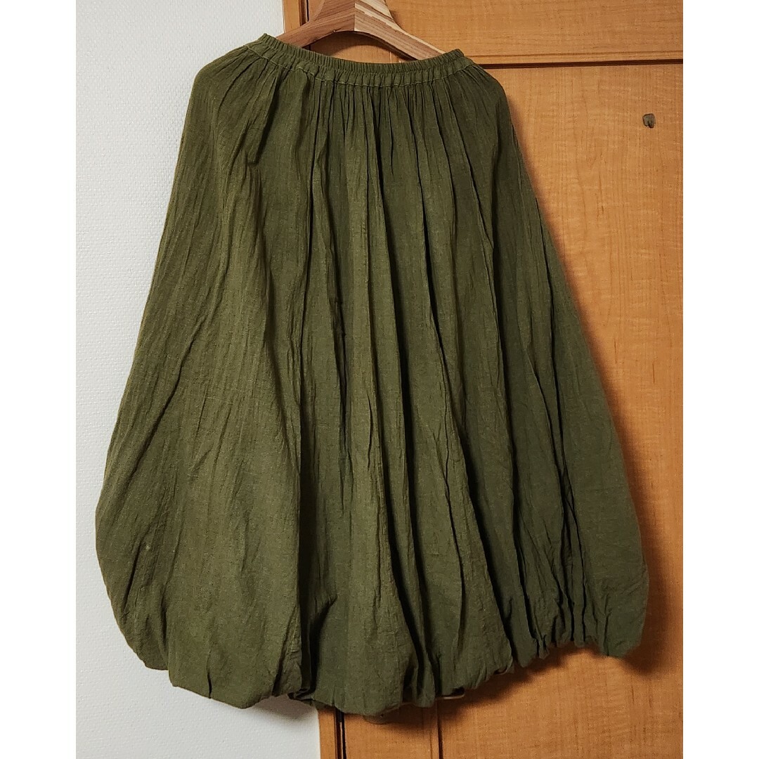エスニックロングスカート　カーキ レディースのスカート(ロングスカート)の商品写真