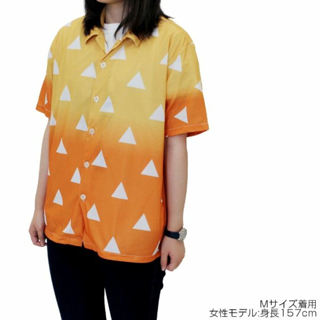 鬼滅の刃 我妻善逸 ドライアロハシャツ シャツ イエロー Lサイズ(PWD) レディースのトップス(Tシャツ(半袖/袖なし))の商品写真