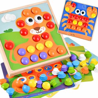 【人気商品】木製パズル ボタンパズル 新型知育玩具 指先訓練 絵柄認知 Bajo(その他)