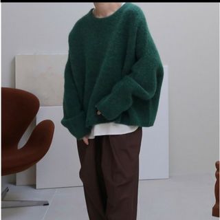 アギュー(ARGUE)のargue ALPACA WOOL DELUXE KNIT/GREEN(ニット/セーター)