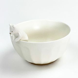 フィギュア付き茶碗 WHITE ZOO シロクマ 食器 茶碗 ボウル 白(その他)