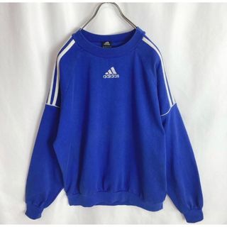 アディダス(adidas)の古着アディダス トレーナー センター刺繍ロゴadidasスリーライン青色XL(ジャージ)