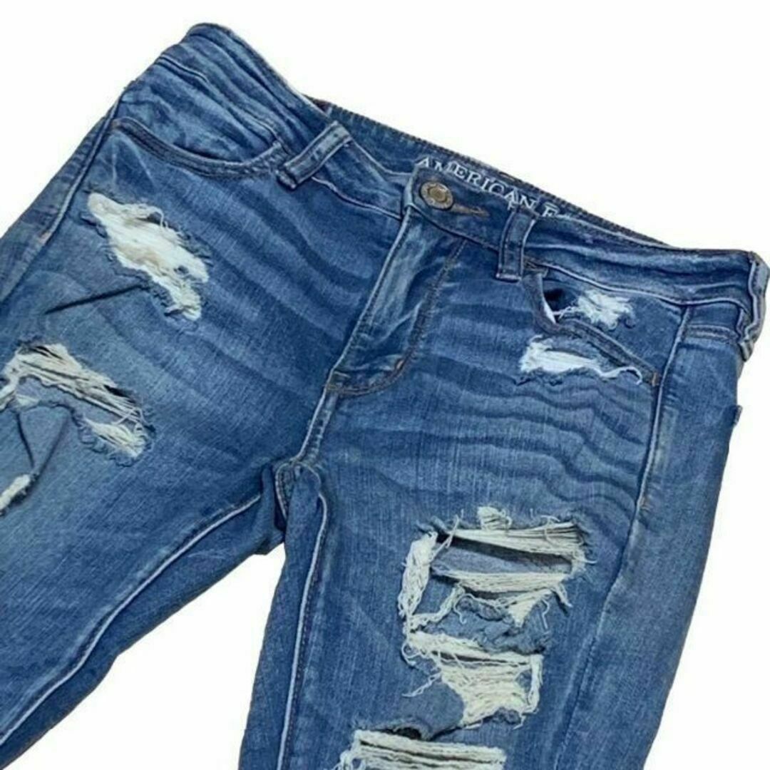 American Eagle(アメリカンイーグル)のアメリカンイーグル HI-RISE JEGGING US4 クラッシュ加工 レディースのパンツ(デニム/ジーンズ)の商品写真