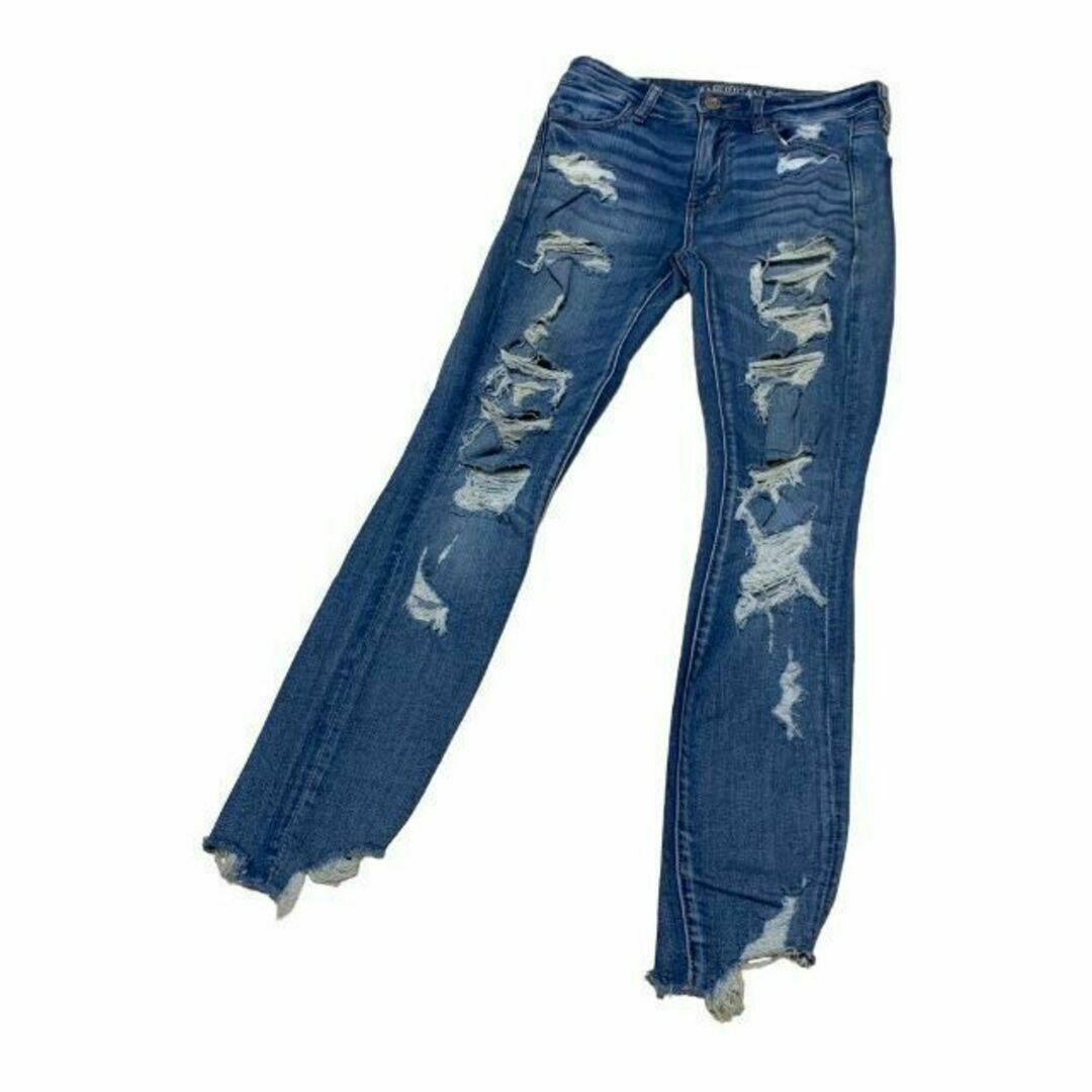 American Eagle(アメリカンイーグル)のアメリカンイーグル HI-RISE JEGGING US4 クラッシュ加工 レディースのパンツ(デニム/ジーンズ)の商品写真