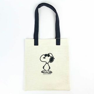 スヌーピー(SNOOPY)のスヌーピー フラット トートバック ブラック バッグ お稽古 学校 オフィス(トートバッグ)