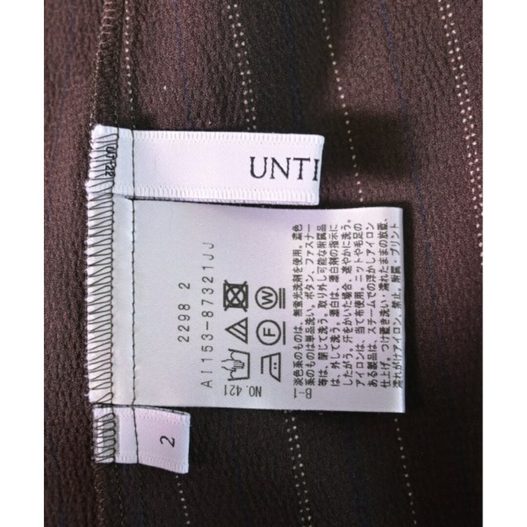 UNTITLED(アンタイトル)のUNTITLED アンタイトル ブラウス 2(M位) 茶x紺x白(ストライプ) 【古着】【中古】 レディースのトップス(シャツ/ブラウス(長袖/七分))の商品写真