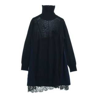 サカイ(sacai)のsacai サカイ ワンピース 2(M位) 黒x紺 【古着】【中古】(ひざ丈ワンピース)