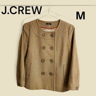 美品 J.CREW レディース ウール ジャケット コート ベージュ(ノーカラージャケット)