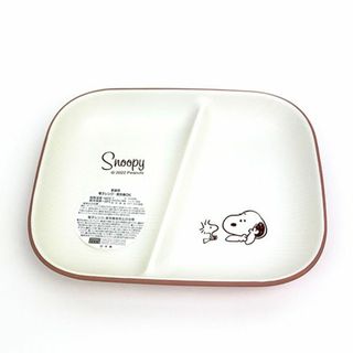 スヌーピー(SNOOPY)のスヌーピー 木目調 スクエアプレート リラックスタイム ブラウン プレート 皿 ワンプレート ランチ キッチン ベビー キッズ(食器)