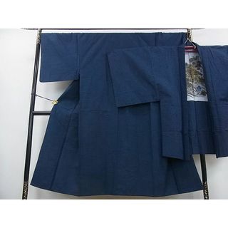 平和屋川間店■男性　紬　アンサンブル　留紺色　羽織・髭紬　逸品　fe2843(着物)