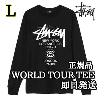 ステューシー(STUSSY)のステューシー メンズ レディース 長袖 ロンT ワールドツアー  L 黒(Tシャツ/カットソー(七分/長袖))