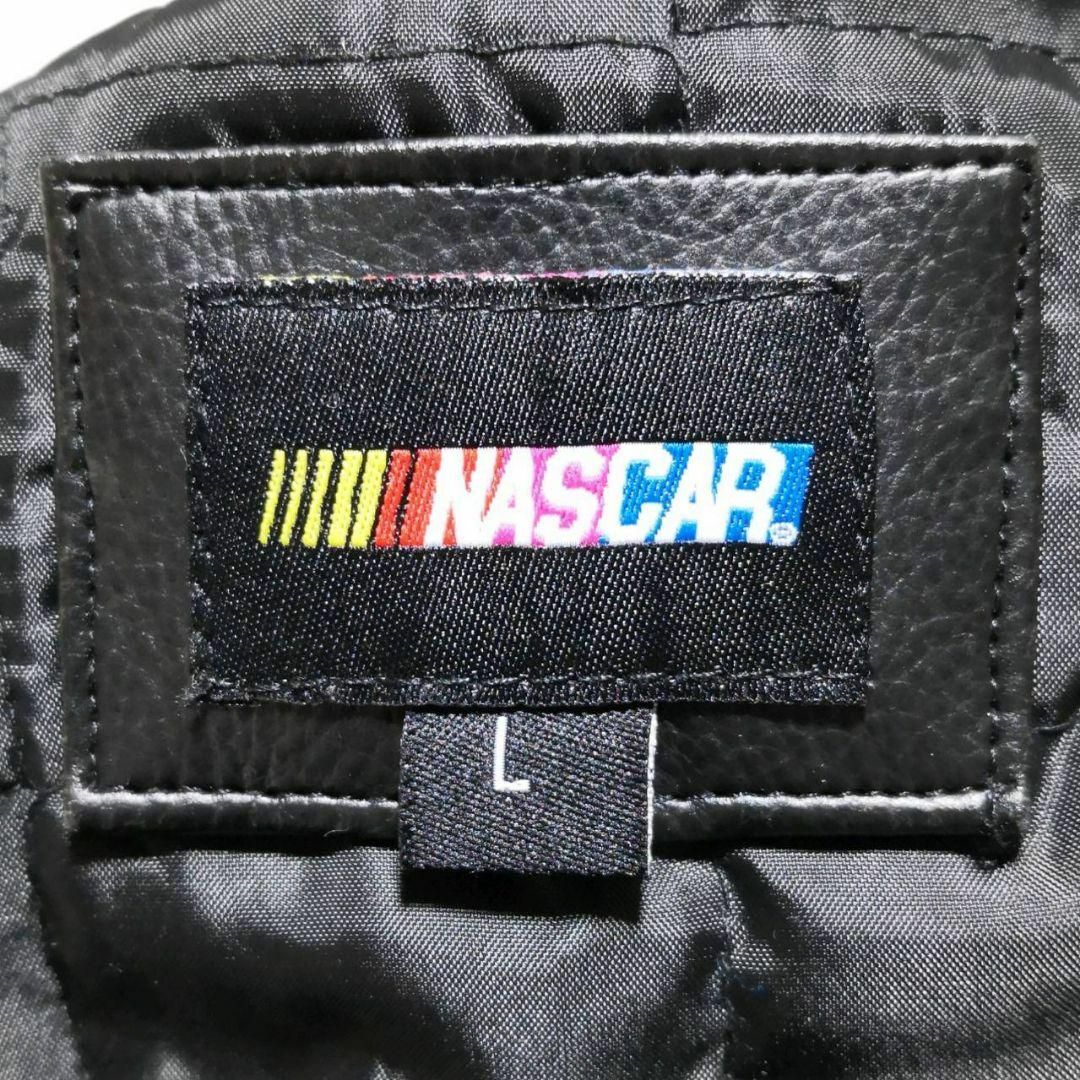 極美品 L NASCAR レーシング ジャケット 黒 ワッペン 中綿キルティング メンズのジャケット/アウター(ライダースジャケット)の商品写真