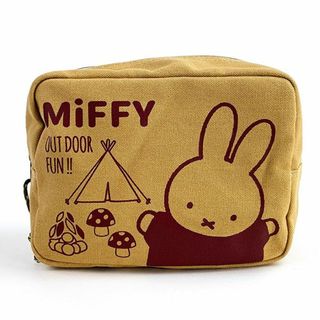 ミッフィー(miffy)のミッフィー miffy キャンプシリーズ スクエアポーチ ポーチ ケース 小物入れ スクエア ブラウン グッズ(ポーチ)