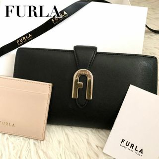 フルラ(Furla)の美品 付属品完備✨フルラ 長財布 ソフィア ロゴ レザー カードケース付 黒(財布)