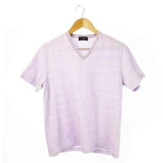 メンズビギ(MEN'S BIGI)のメンズビギ Tシャツ Vネック 半袖 切替 ワンポイント 杢 L 紫 ラベンダー(Tシャツ/カットソー(半袖/袖なし))