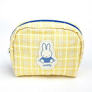 ミッフィー(miffy)のミッフィー miffy レトロチェック ポーチ　 イエロー 小物入れ(ボディバッグ/ウエストポーチ)