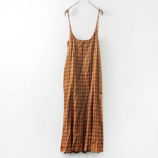 完売品 未使用 23SS マメ クロゴウチ Mame Kurogouch Linen Mix Ombre Check Camisole Dress チェック ドレス 1/ブラウン【2400013757331】(その他)