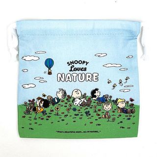 スヌーピー(SNOOPY)のスヌーピー 巾着袋(S) ブルー Loves NATURE 小物入れ SNOOPY(ランチボックス巾着)