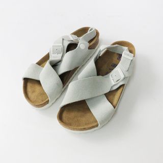 ビルケンシュトック(BIRKENSTOCK)のビルケンシュトック BIRKENSTOCK Tulum トゥルム スエードレザー クロスベルト フラットサンダル 24.5cm/薄灰【2400013724326】(サンダル)