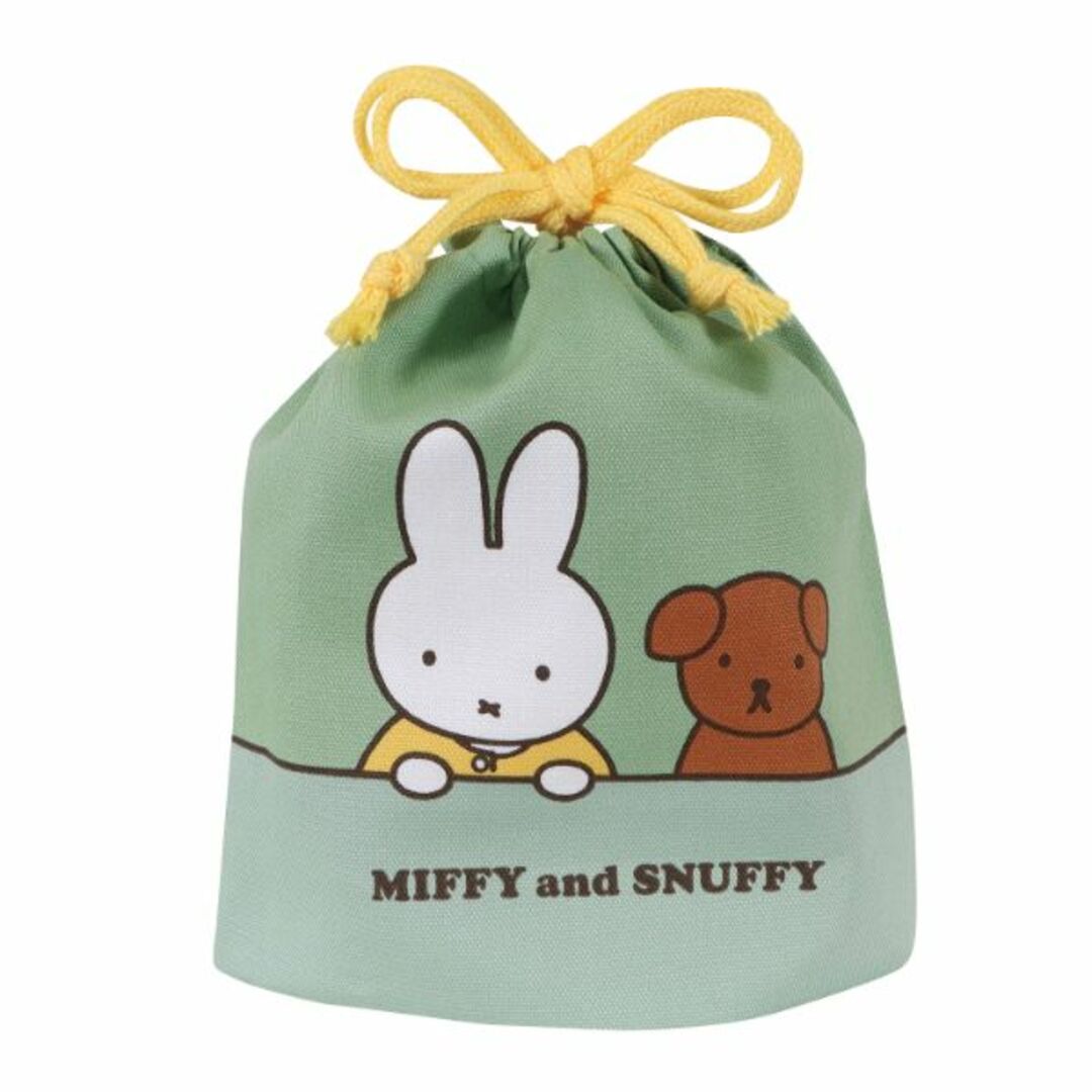 miffy(ミッフィー)のミッフィー＆スナッフィー 巾着袋（グリーン） 小物入れ 文房具 miffy and snuffy 23AW 日本製 キッズ/ベビー/マタニティのこども用バッグ(ランチボックス巾着)の商品写真