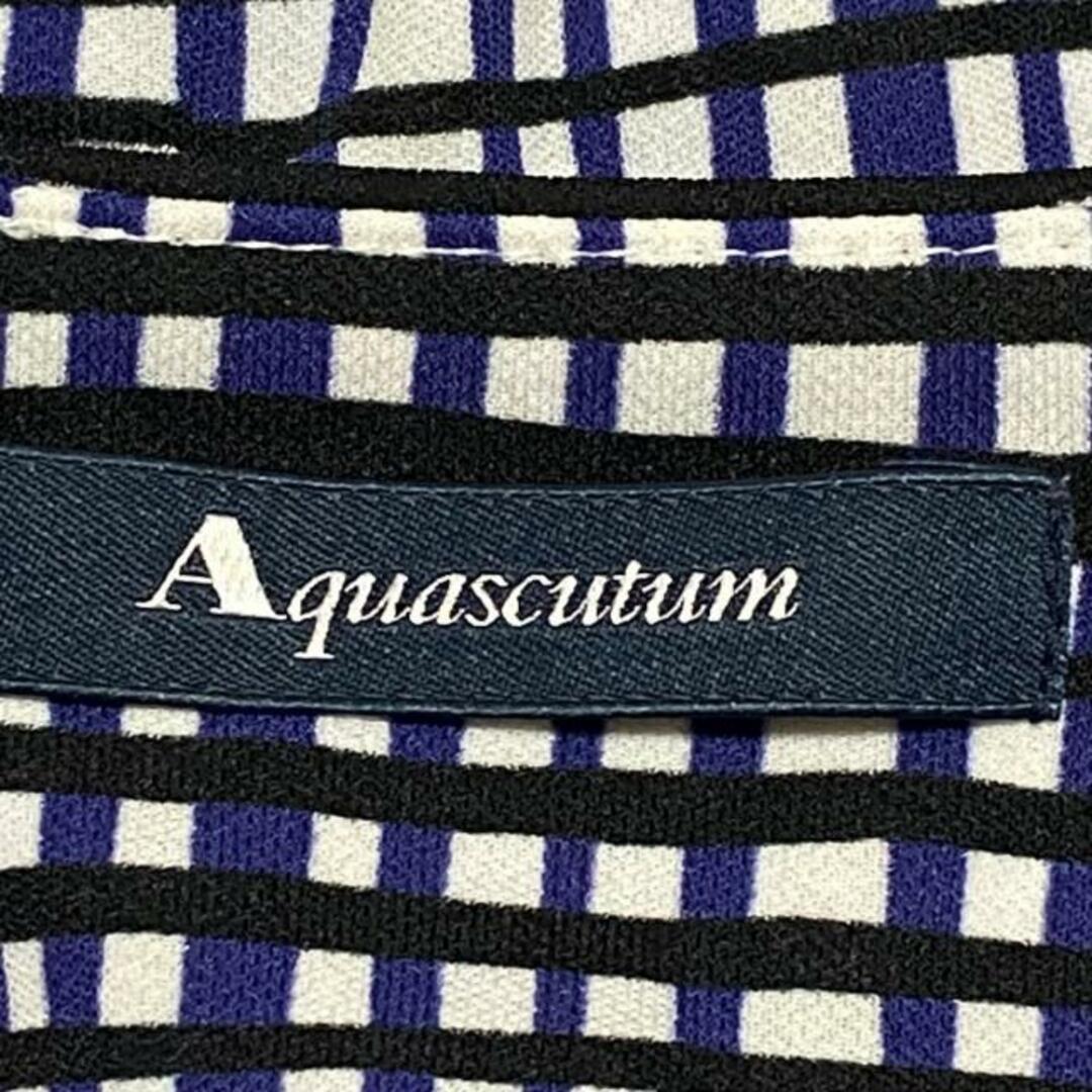 AQUA SCUTUM(アクアスキュータム)のAquascutum(アクアスキュータム) ワンピース サイズ8 M レディース - 白×黒×ネイビー 半袖/ロング/チェック柄 レディースのワンピース(その他)の商品写真