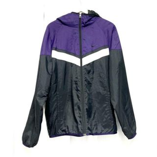 ナイキ(NIKE)のNIKE(ナイキ) ブルゾン サイズXL メンズ - 黒×パープル×白 長袖/ジップアップ/中綿/冬(ブルゾン)