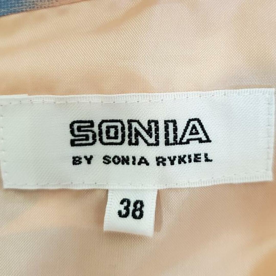 SONIA RYKIEL(ソニアリキエル)のSONIARYKIEL(ソニアリキエル) ワンピース サイズ38 M レディース - ピンク×ブルー×マルチ クルーネック/長袖/ひざ丈 レディースのワンピース(その他)の商品写真