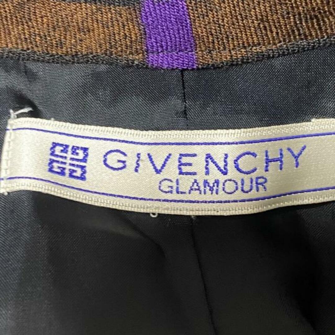 GIVENCHY GLAMOUR(ジバンシー) ワンピース レディース - 黒×パープル×マルチ ボウタイ/長袖/ロング/チェック柄/肩パッド レディースのワンピース(その他)の商品写真