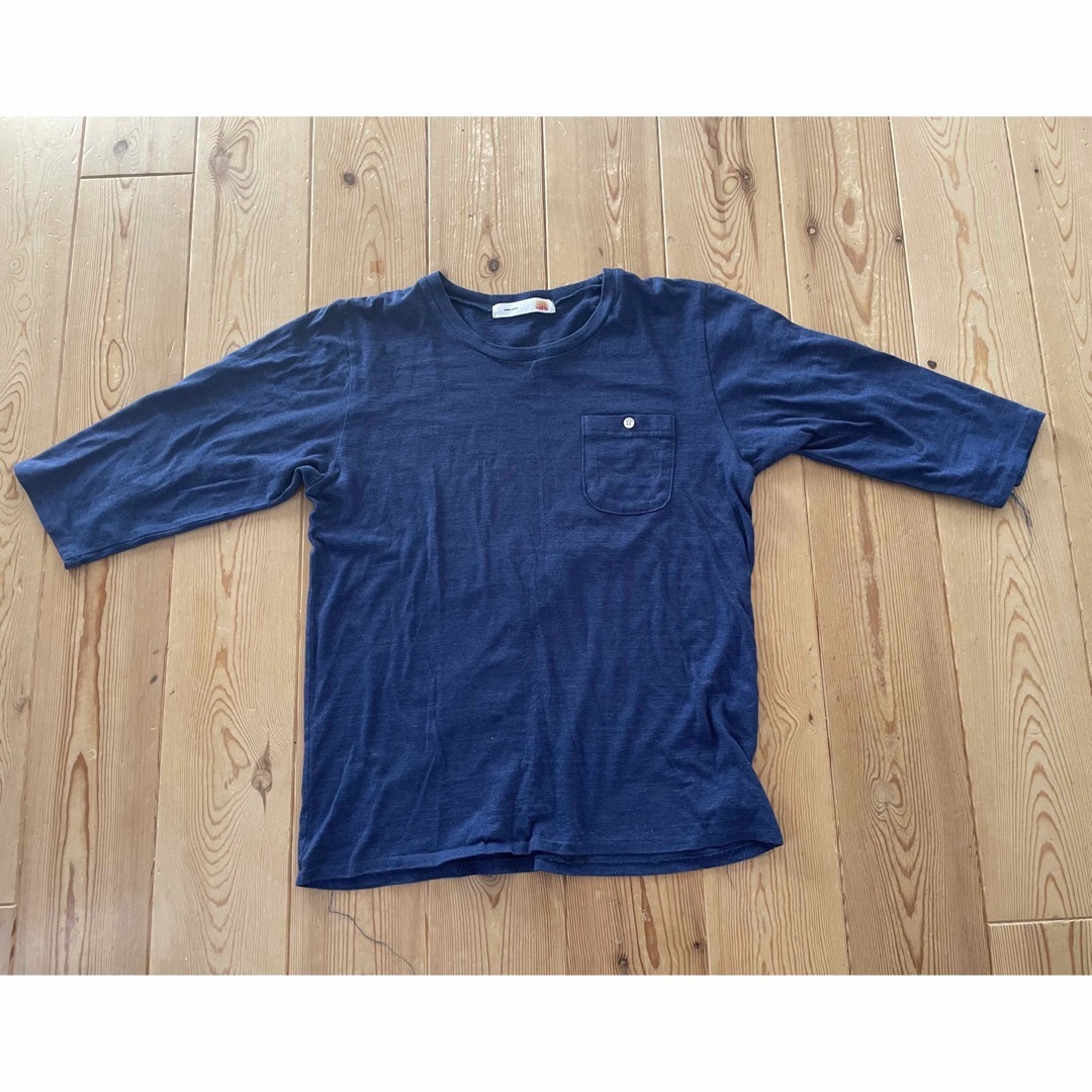 melple(メイプル)のメイプルのネイビーの5部丈Tシャツ メンズのトップス(Tシャツ/カットソー(七分/長袖))の商品写真