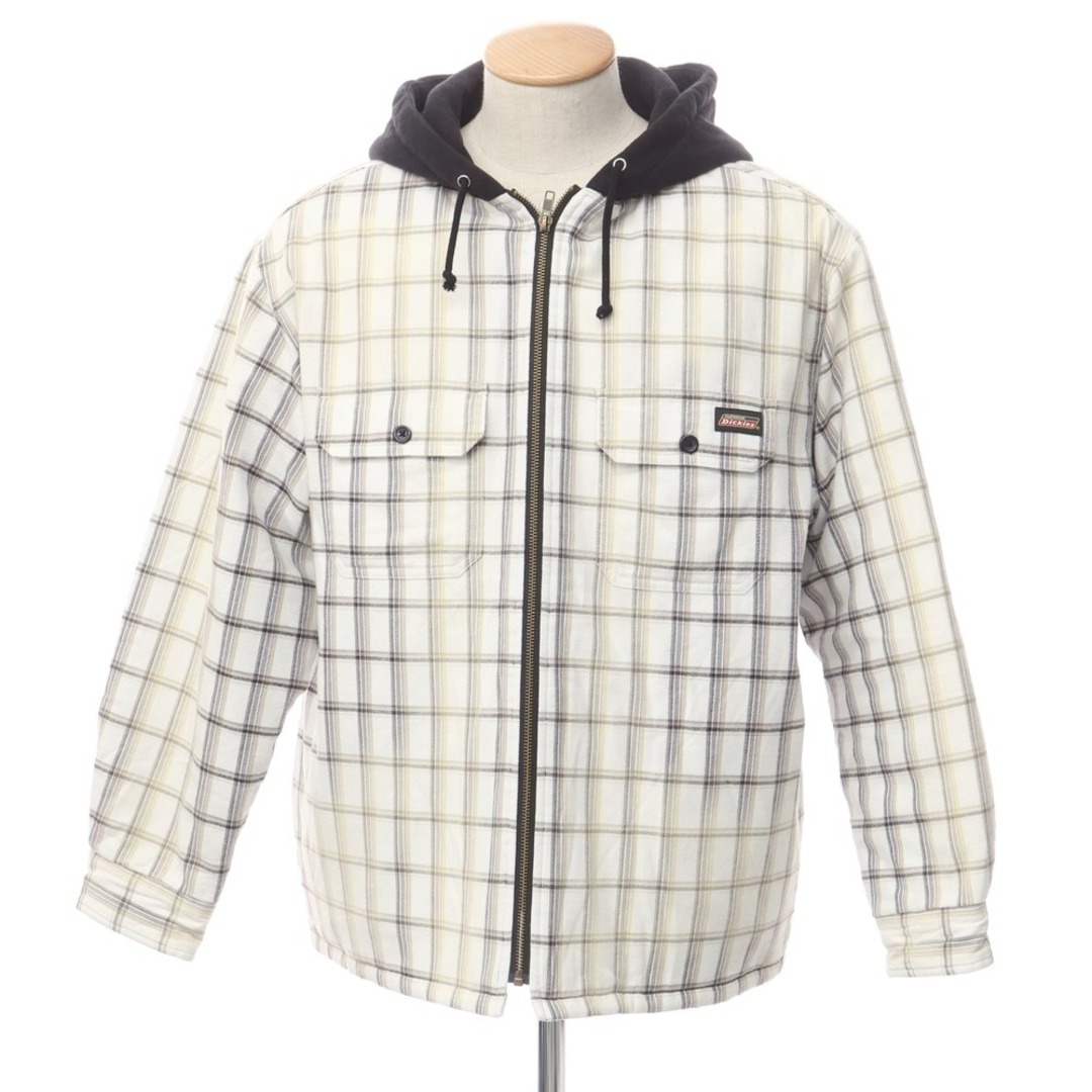 Supreme(シュプリーム)の【中古】シュプリーム Supreme 2023年秋冬 Dickies Plaid Hooded Zip Up Shirt 中綿 フーディーシャツブルゾン ホワイトxブラック×ベージュ【サイズS】【メンズ】 メンズのトップス(シャツ)の商品写真