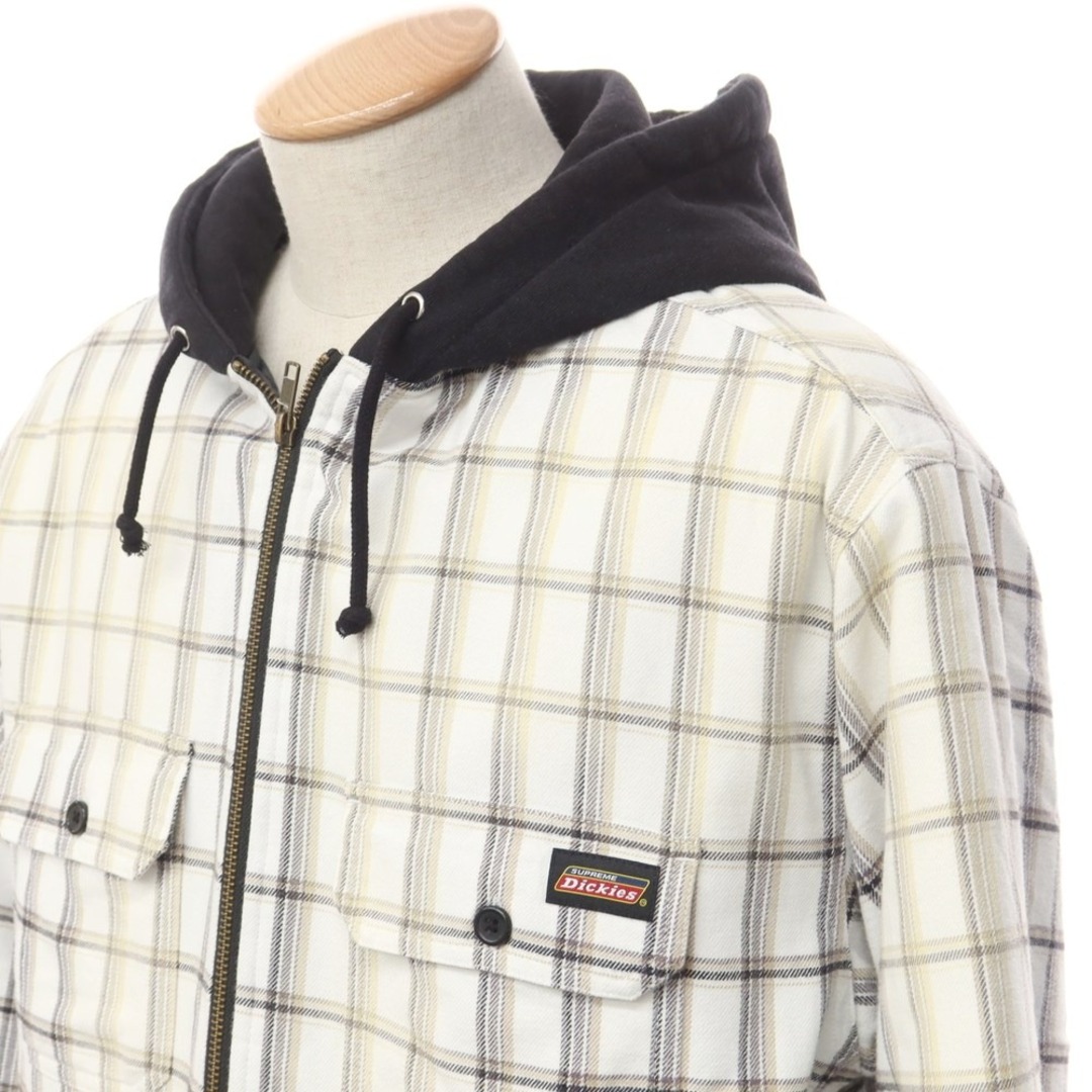 Supreme(シュプリーム)の【中古】シュプリーム Supreme 2023年秋冬 Dickies Plaid Hooded Zip Up Shirt 中綿 フーディーシャツブルゾン ホワイトxブラック×ベージュ【サイズS】【メンズ】 メンズのトップス(シャツ)の商品写真