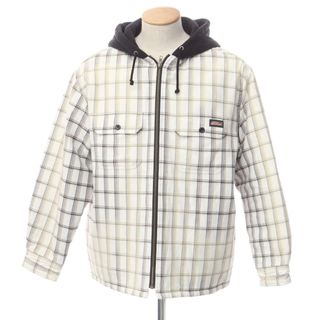 シュプリーム(Supreme)の【中古】シュプリーム Supreme 2023年秋冬 Dickies Plaid Hooded Zip Up Shirt 中綿 フーディーシャツブルゾン ホワイトxブラック×ベージュ【サイズS】【メンズ】(シャツ)